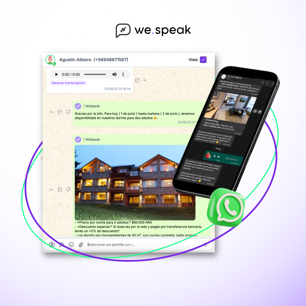 Plataforma WeSpeak de ventas conversacionales para hoteles con inteligencia artificial.